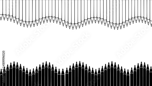 Vector collection of decorative fence and border patterns with repeating vertical elements. Ideal for architectural design, ornamental frames, and graphic borders.