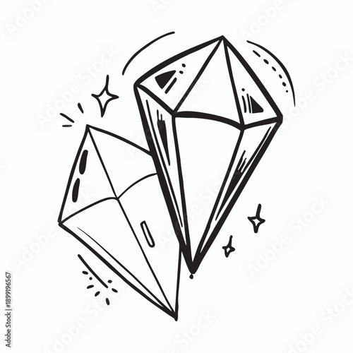 Geometric shapes and their relationships in a complex diagram with intersecting lines Vector