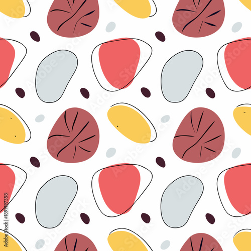 A vibrant pattern of assorted fruits on a white background. Vector