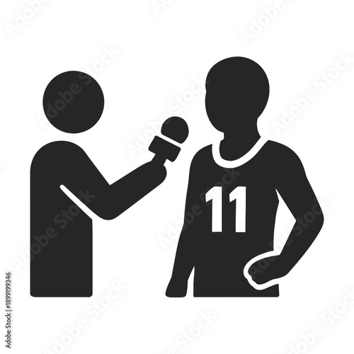 Silhouette of media interview vector icon on white background