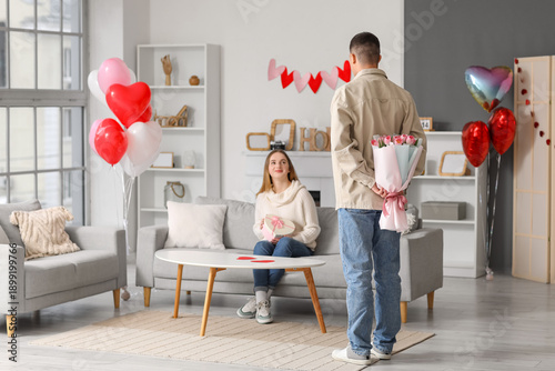 Young man greeting his girl...