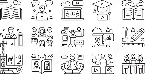 Collection of Modern Education and Online Learning Icons
