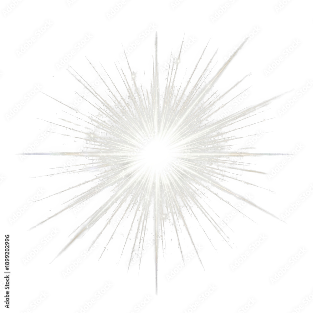 Fototapeta premium Radiant white light burst on transparent background graphic design element