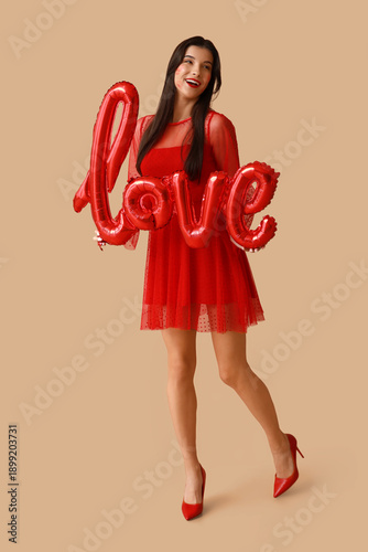 Happy young woman with kiss...
