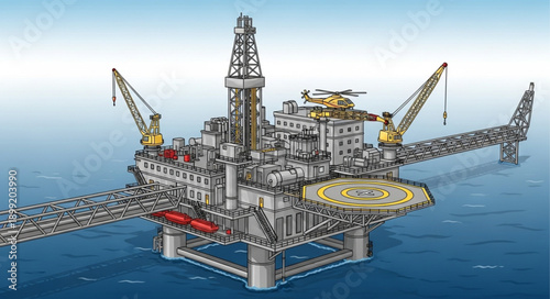 Offshore Oil Rig Platform in the Ocean.