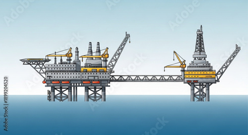 Offshore Oil Rig Platform in the Ocean.