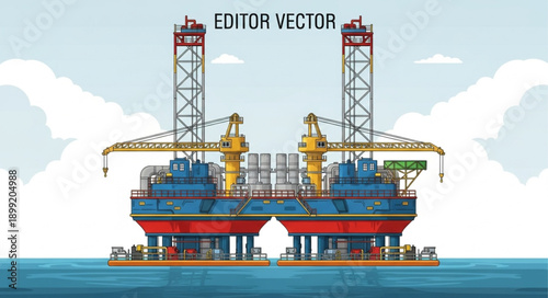 Offshore Oil Rig Platform in the Ocean.