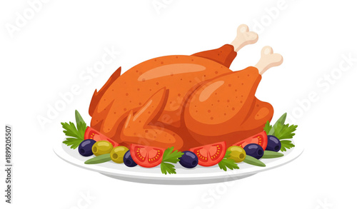 Cartoon Roast Chicken Food Clipart for Menu and Games