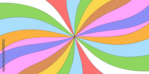 Colorful spiral pattern with radiating stripes and a central black point