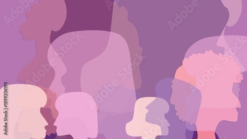 silhouette of a woman in purple and pink, Women's Day background illustration 