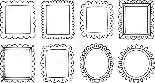Set of decorative frames with scalloped edges