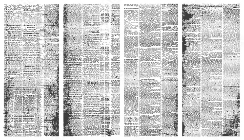 Distressed Vector Newspaper Seamless Background Texture Black and White Grunge Old Newsprint Columns with Illegible Text Pattern