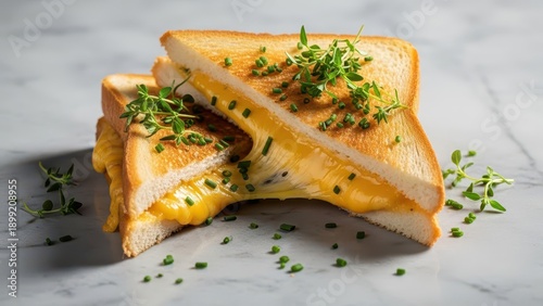 Gourmet Toasted Sandwich with Golden Melted Cheese and Fresh Herbs