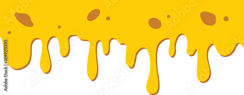 Melted driping cheese frame border. Yellow cheese drip for promotion, flyer, poster, banner food decoration. Vector illustration.