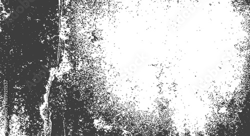 Heavy grunge distress overlay vector background texture in black and white worn surface style