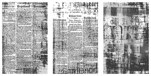 Vintage Newspaper Vector Grunge Texture Background Set Halftone Dots Old Print Text Columns Abstract Black and White