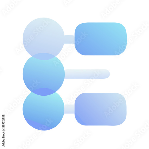 Three blue bubbles with a white equal sign in the center Vector