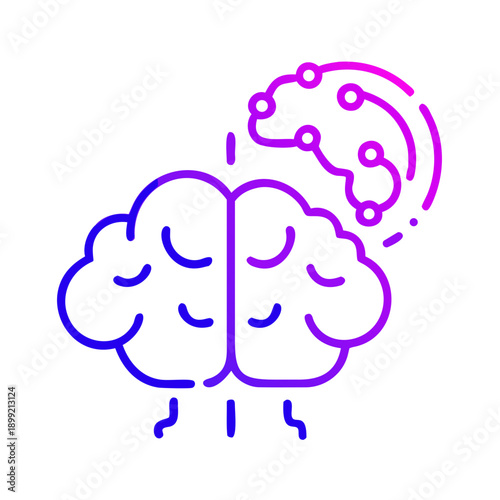A creative illustration of a brain with one half solid and the other half abstract. Vector