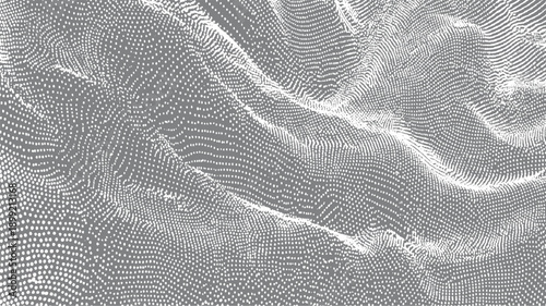 White dots forming a textured landscape of hills and valleys on a gray background abstract pattern