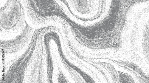 Abstract swirling lines and dots pattern in grayscale tones background texture