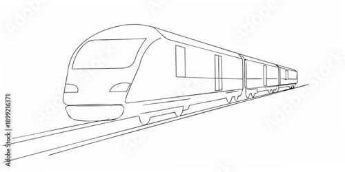 Simple line drawing of a modern high speed passenger train on tracks