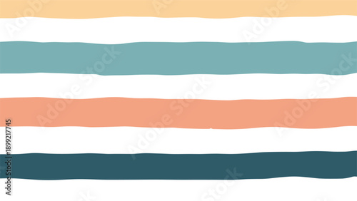 Abstract background with horizontal, uneven stripes in a calm and modern color palette of pastel orange, blue, and navy, creating a hand-painted textured effect.