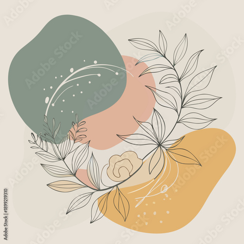 A serene illustration of a person sleeping peacefully surrounded by abstract shapes. Vector