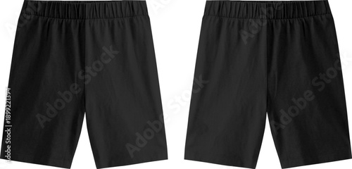 Black color  Athletic Shorts pant vector illustration template front and back isolated on white background