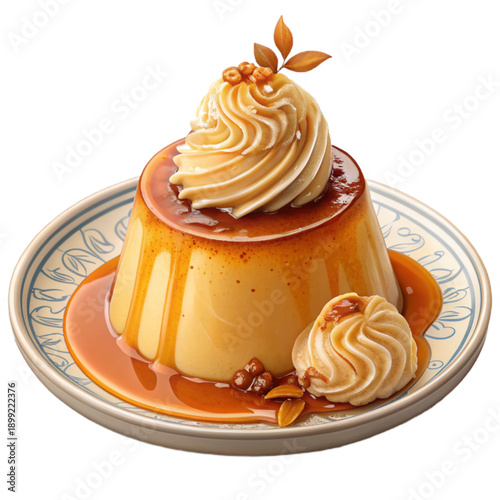 Delicious pumpkin caramel pudding served in a small dish