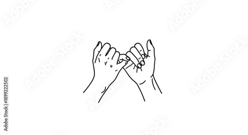 Two hands joining in a pinky promise a minimalist silhouette