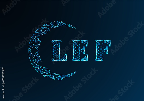 Low poly letter logo LEF design. LEF letter logo low poly vector design on blue color gradient background. LEF logo low poly design