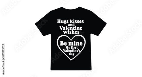Black t shirt with valentine s message a heart and text silhouette