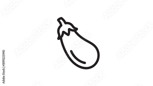Eggplant in simple line art style with black outline on white background for food icon