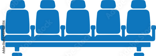 Six seats icon in silhouette on white background.