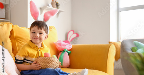 Cute little boy in bunny ea...
