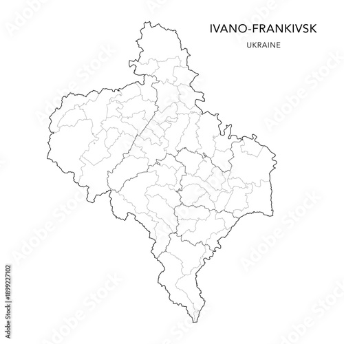 Vector Map of Ivano-Frankivsk Oblast with Administrative Subdivisions of Raions (Districts) and Hromadas (Communities) of Ivano-Frankivsk - Ukraine 2026