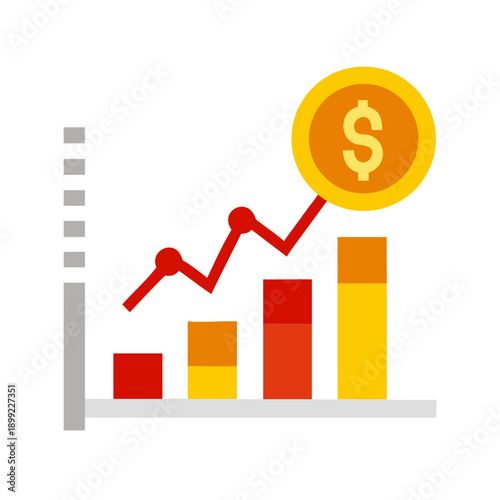 Graph showing the rise in financial growth with a dollar sign icon Vector