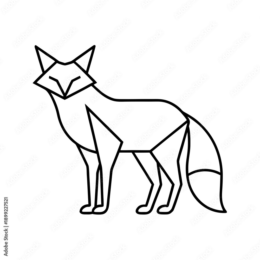 Obraz premium A stylized illustration of a fox standing on all fours with a bushy tail Vector