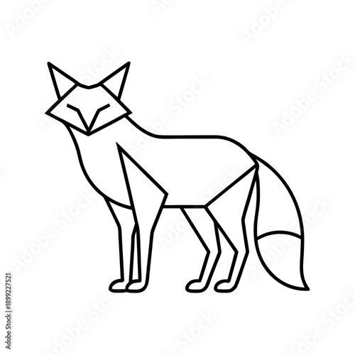 A stylized illustration of a fox standing on all fours with a bushy tail Vector