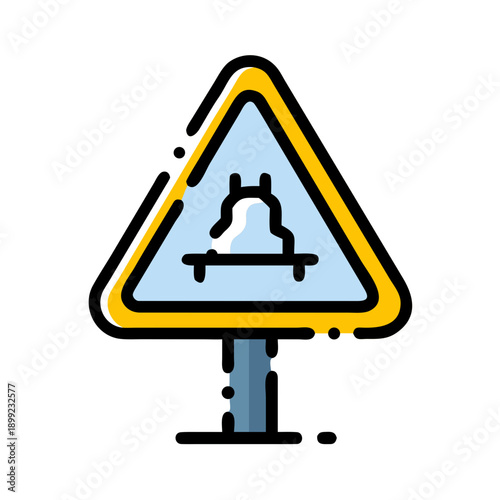 A warning sign indicating the presence of a bumpy road ahead on a highway Vector