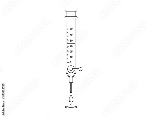 Laboratory chemistry burette for chemical experiment analysis science line art