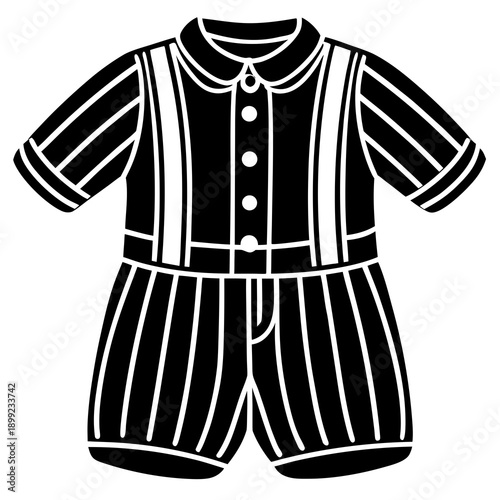 A vintage style striped suit with a black and white color scheme. Vector