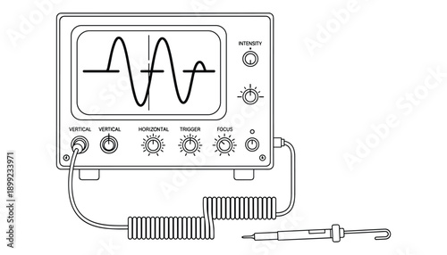 Oscilloscope electronic test instrument for electrical signal waveform visualization in service