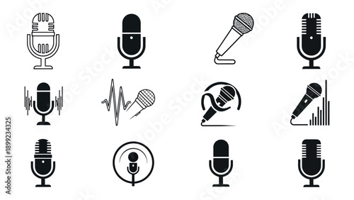 Radio Broadcast Mic Logo Collection