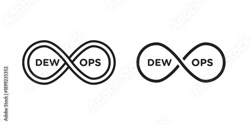 Dev ops icon and Symbols Collection. Simple Flat Outline Stroke