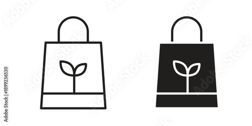 Eco bag icon and Symbols Collection. Simple Flat Outline Stroke