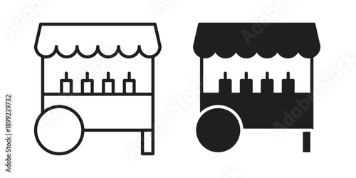 Food cart icon and Symbols Collection. Simple Flat Outline Stroke
