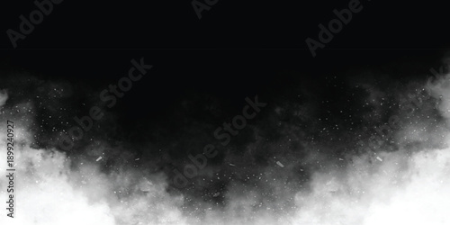 A dramatic black and white smoke effect on a transparent background