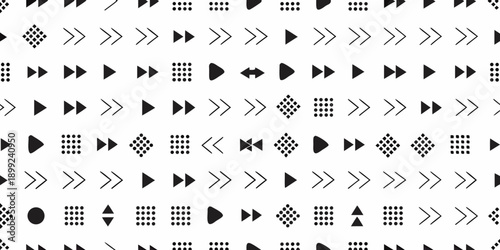 Abstract black and white geometric pattern with repeating arrow and diamond shapes