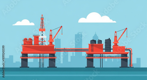 Offshore Oil Rig Platform Industrial Energy Production.